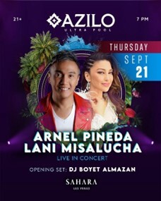 FILIPINO STARS ARNEL PINEDA AND LANI MISALUCHA TO PERFORM AT SAHARA LAS VEGAS