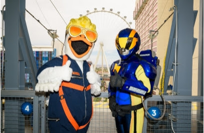 PHOTOS NOW AVAILABLE: LAS VEGAS AVIATORS’ MASCOTS  SOAR OVER THE LINQ PROMENADE ON FLY LINQ 