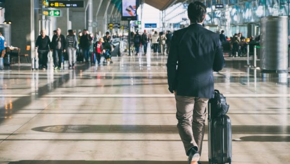 Professional walking in an airport