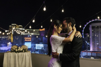 Couple Embracing At Las Vegas Wedding Venue