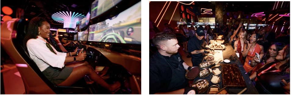 Guests Enjoying F1 Arcade Racing And Dining Experience