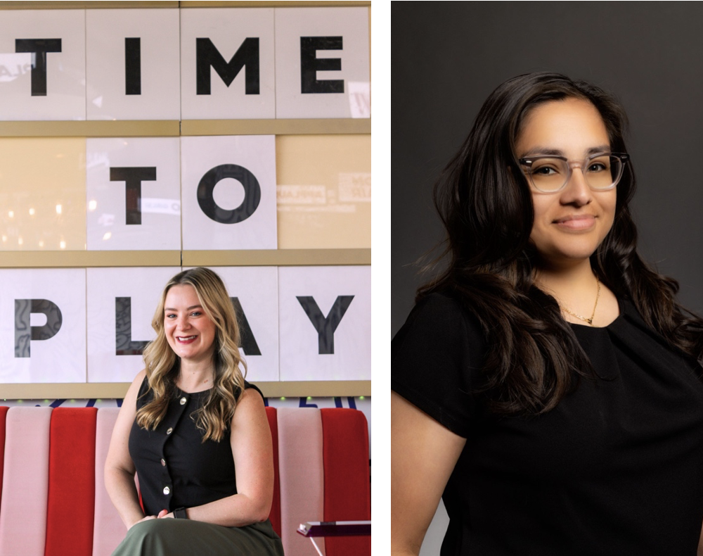 Women Seated In Front Of “Time To Play” Wall, Professional Headshot Women Seated In Front Of “Time To Play” Wall, Professional Headshot
