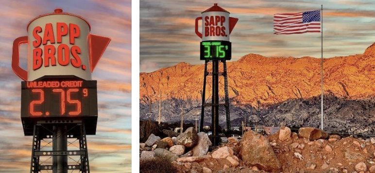 Sapp Bros Fuel Price Sign Near Mountain Landscape Sapp Bros Fuel Price Sign Near Mountain Landscape